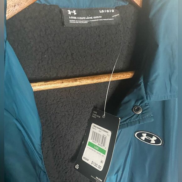 NWT Men’s Under Armour Athletics Teal Loose Fit Jacket Size Large Casual Sporty - Picture 8 of 8